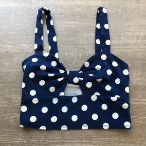 Forever 21 Blue Polka Dot Crop Top